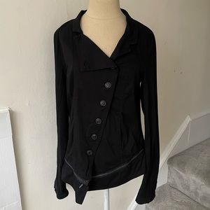 Rundholz Black Label Asymmetric Cotton Blend Button Down Zip Accent Jacket Sz XS